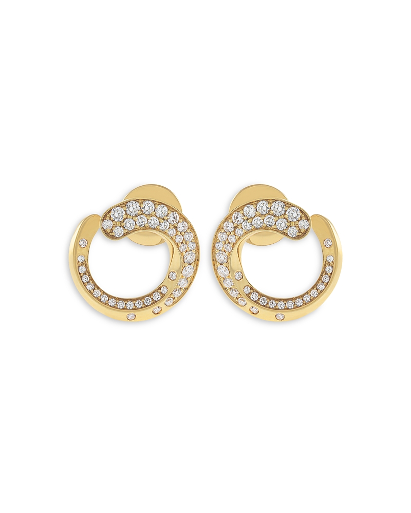 Crivelli 18k Yellow Gold Like Collection Spiral Hoop Earrings With Diamond Pave, 0.74 Ct. T. W. In Gold