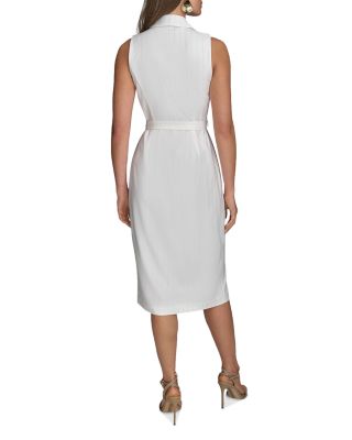 Pinstripe Belted Jacket Dress