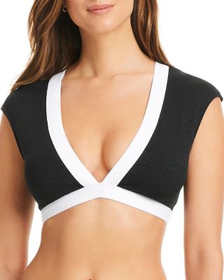 Cap Sleeve Crop Bikini Top & Basic Hipster Bikini Bottom