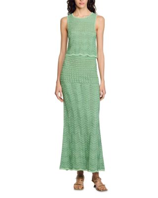 slim fit dress slacks SANDRO DAY DREAM MAXI DRESS IN VISCOSE-KNIT MAXI DRESS - Green main image 1