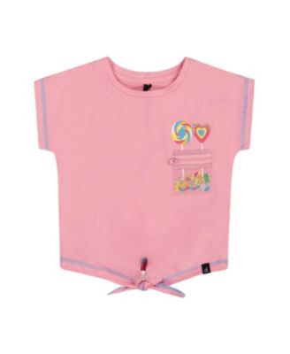 Deux par Deux - Girls' Organic Cotton Tee with Print and Knot - Big Kid