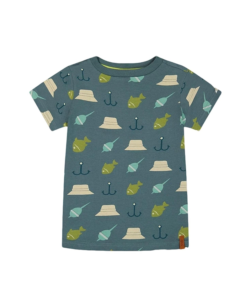 Deux Par Deux Boys' Printed Organic Cotton Tee - Little Kid, Big Kid In Teal And Peach