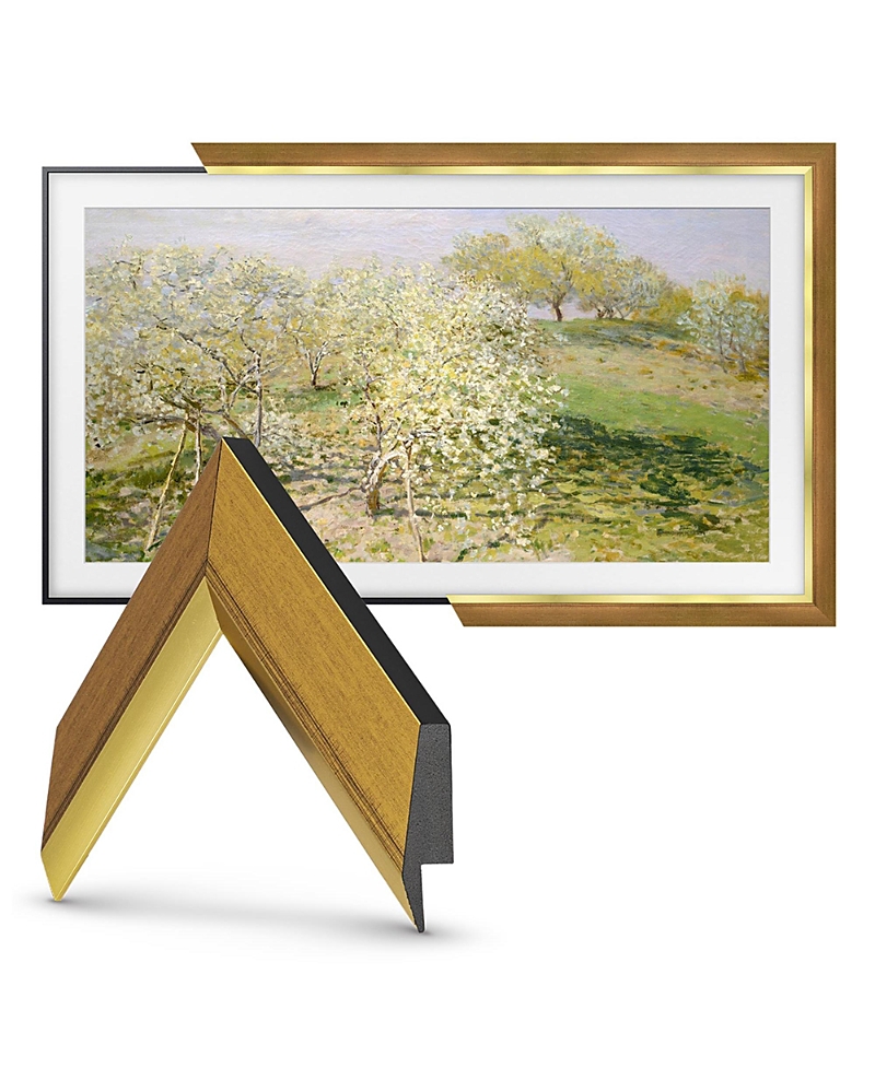 Deco Tv Frames 65 Slim Frame For Samsung The Frame Tv 2021-2024 (modern Tuxedo Black) In Gold Leaf