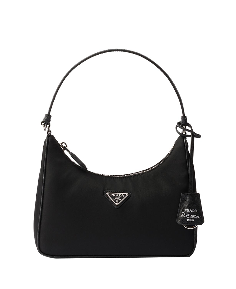 Prada Re-edition 2005 Re-nylon And Saffiano Mini Bag In Black/silver