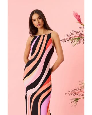 Printed Straight Neck Maxi Dress
