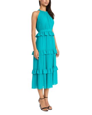 Ruffle Tiered Halter Neck Midi Dress