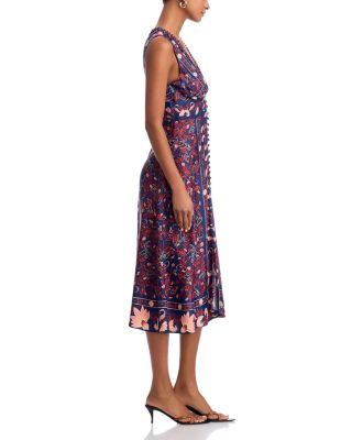 Boho Floral Scarf Midi Dress