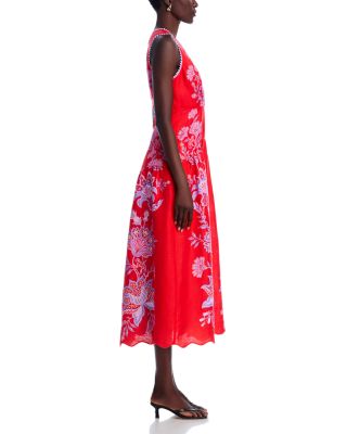 Porcelain Garden Linen Midi Dress