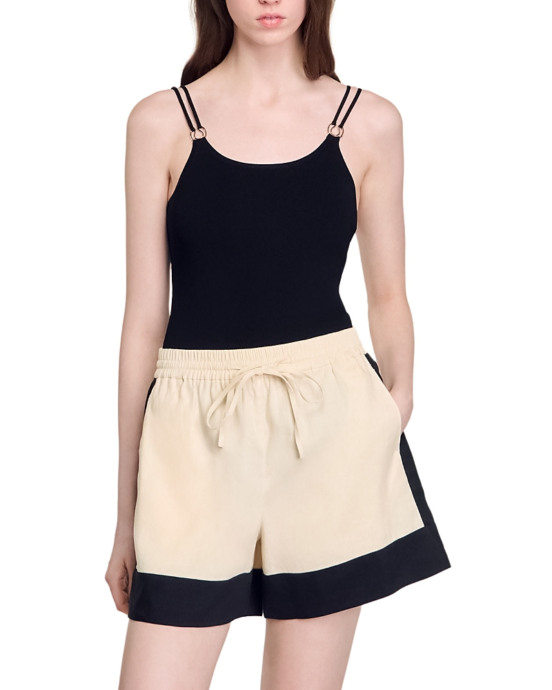 Sandro Jewellery-detail Knitted Bodysuit In Black