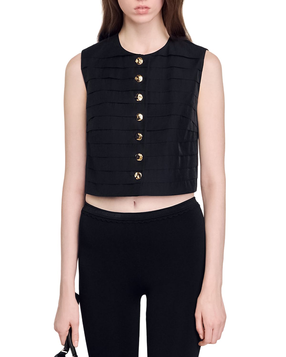 Sandro Pleated Cropped Top