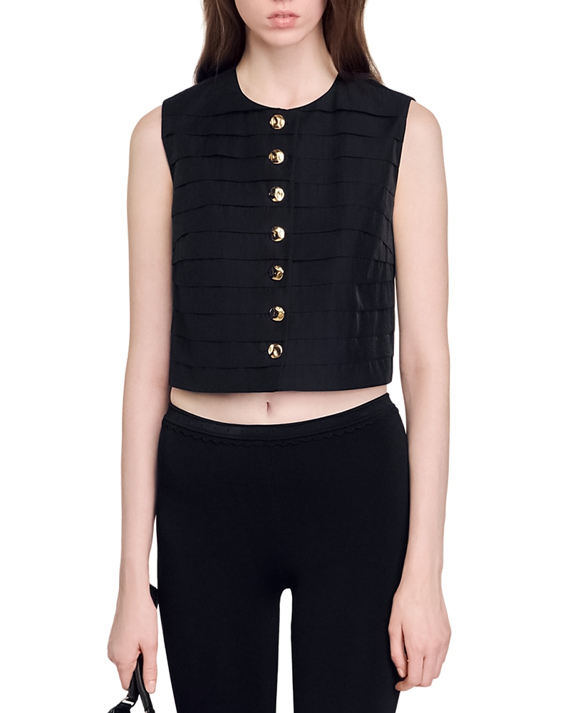 Sandro Pleated Cropped Top