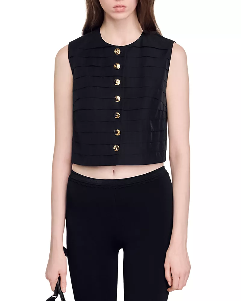 Sandro Pleated Cropped Top