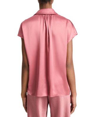 Silk Cap Sleeve Ruched Back Shirt 
