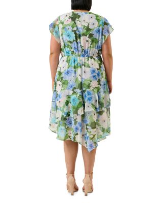 Plus Aqua Floral Midi Dress