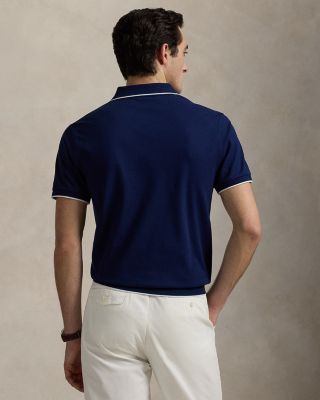 Short Sleeve Tonal Jacquard Mesh Polo Shirt