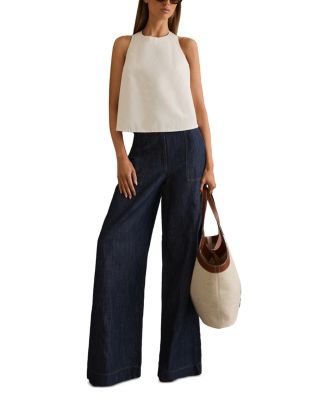 Wide Leg Linen Blend Pants