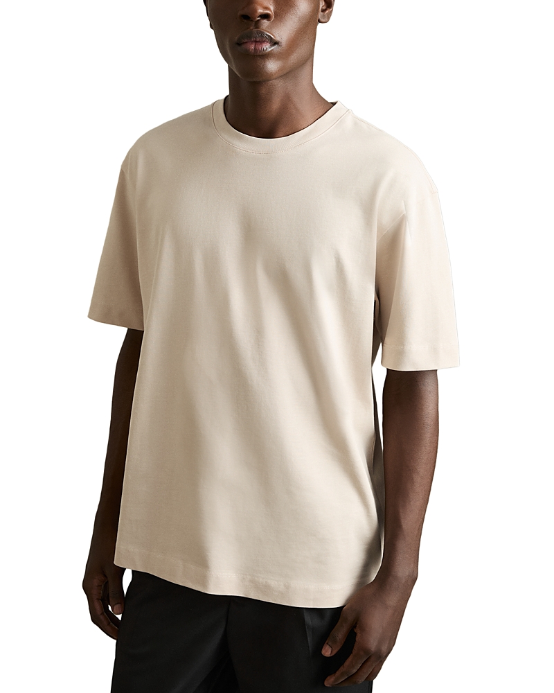 Reiss Bisque Stone Cotton Garment-dyed Oversized T-shirt