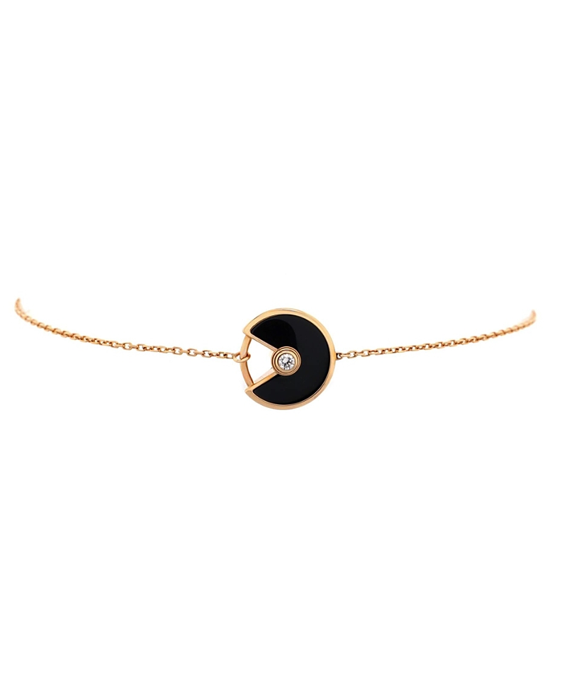 Pre-owned Pre-owned Cartier Cartier Xs Amulette De Cartier Bracelet 18k Rose Gold With Diamond And Onyx