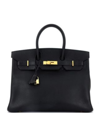 Pre-Owned HERMÈS - Pre-Owned Hermes Birkin 35 Handbag Black Ardennes with Gold Hardware