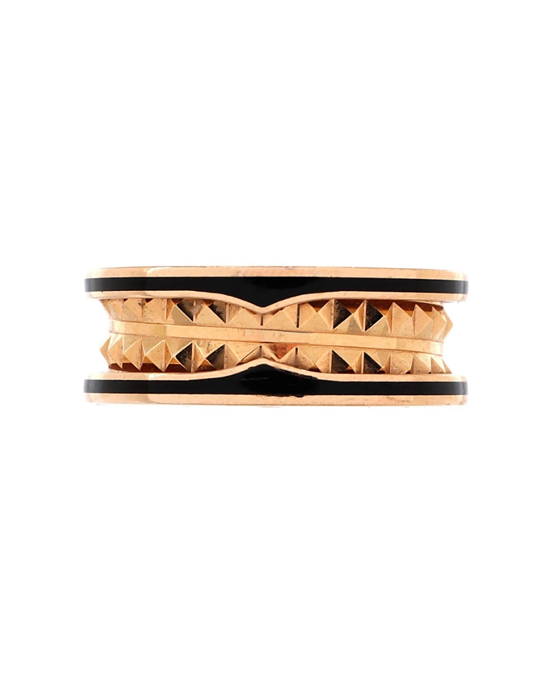Pre-owned Pre-owned Bvlgari Bvlgari B. Zero1 Rock Two Band Ring 18k Rose Gold And Ceramic