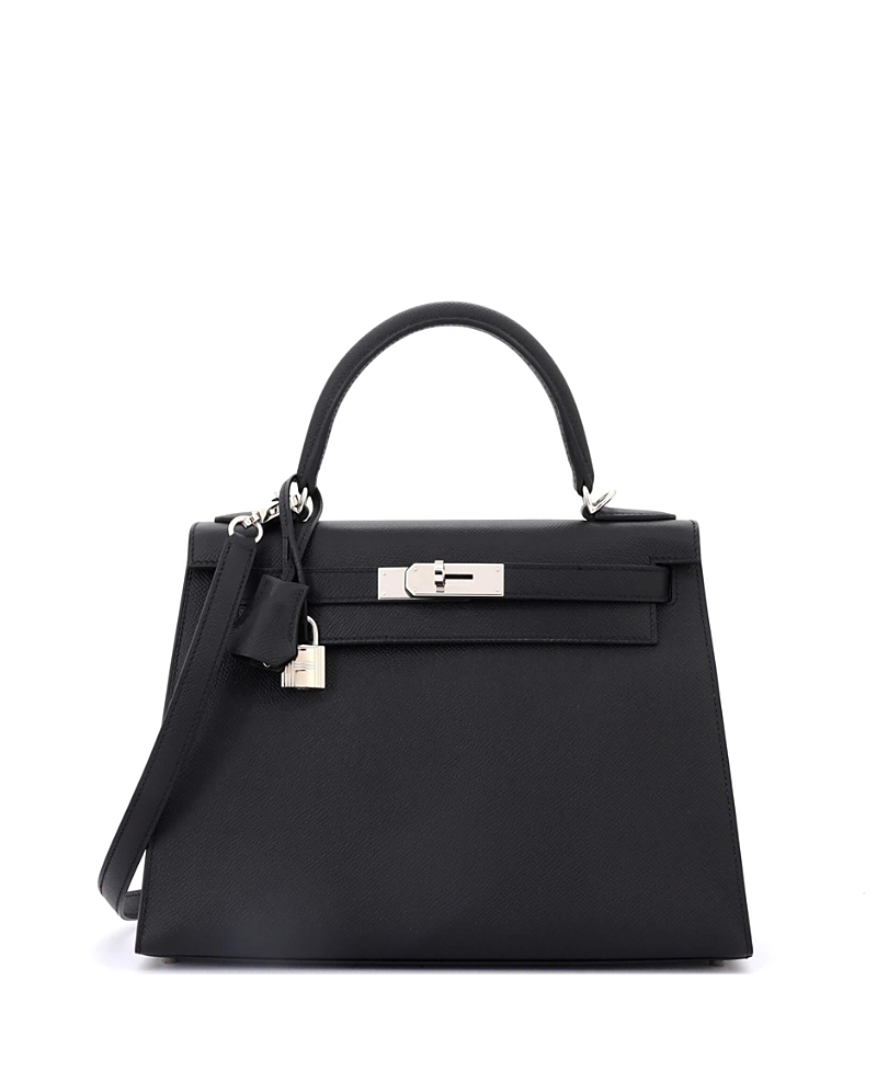 Pre-owned Pre-owned Hermes Hermes Kelly 28 Handbag Black Epsom With Palladium Hardware In Noir