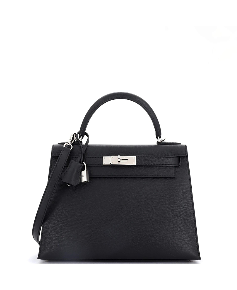 Pre-owned Pre-owned Hermes Hermes Kelly 28 Handbag Black Epsom With Palladium Hardware In Noir