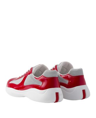 Men's Patent Leather and Technical Fabric America's Cup Sneakers in Red