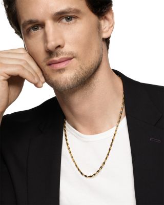 Streamline&reg; Faceted Chain Necklace in 18K Yellow Gold with Forged Carbon, 4.3mm