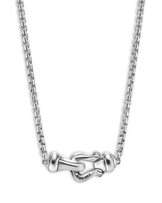 Petite Buckle Necklace in Sterling Silver with Diamonds, 16.2mm