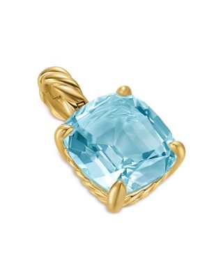David Yurman - Marbella Pendant in 18K Yellow Gold with Sky Blue Topaz or Prasiolite, 12mm