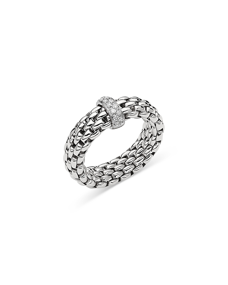 Fope 18k White Gold Vendome Diamond Rondelle Flex'it Ring In Metallic