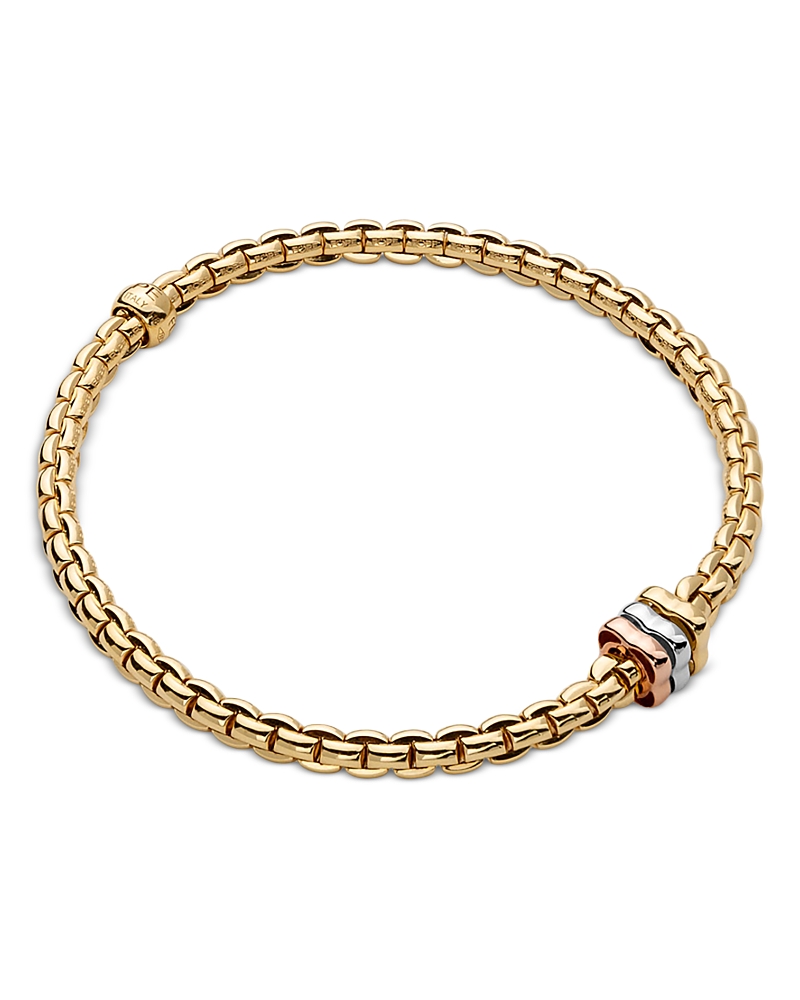 Fope 18k Yellow Gold Eka Tri Tone Rondelle Bead Bangle Bracelet In Gold
