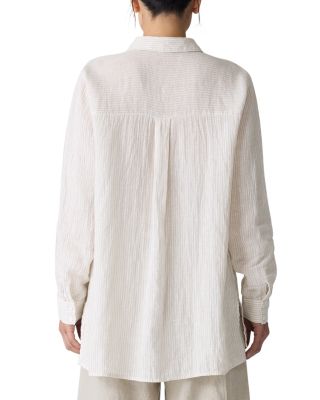 Puckered Linen Striped Shirt