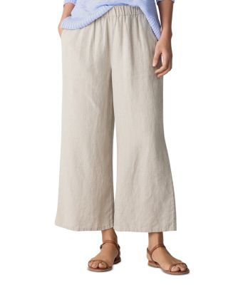 Linen Cropped Wide Leg Pants