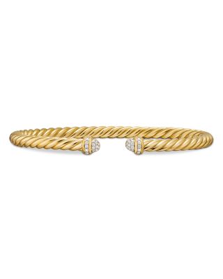 Cablespira&reg; Flex Station Bracelet in 18K Yellow Gold with Diamonds, 4mm