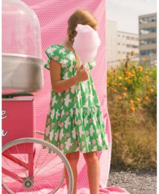  Girls' Printed Dress with Flounce Sleeves - Little Kid