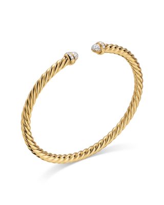 Cablespira&reg; Flex Station Bracelet in 18K Yellow Gold with Diamonds, 4mm