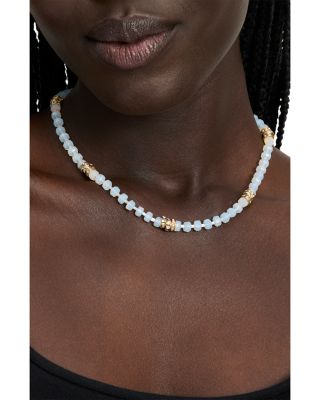 Imitation Pearl Beaded Collar Necklace, 16-19"