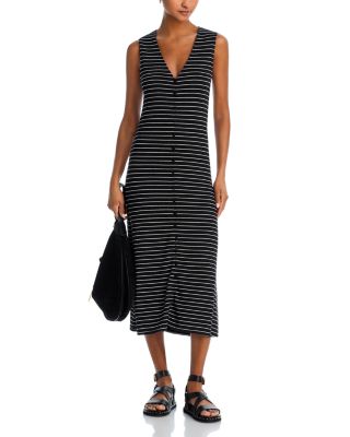 The Knit Stripe Button Tank Dress