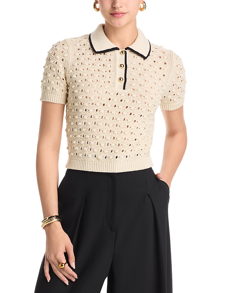 Frame Denim The Bauble Polo Sweater In Cream