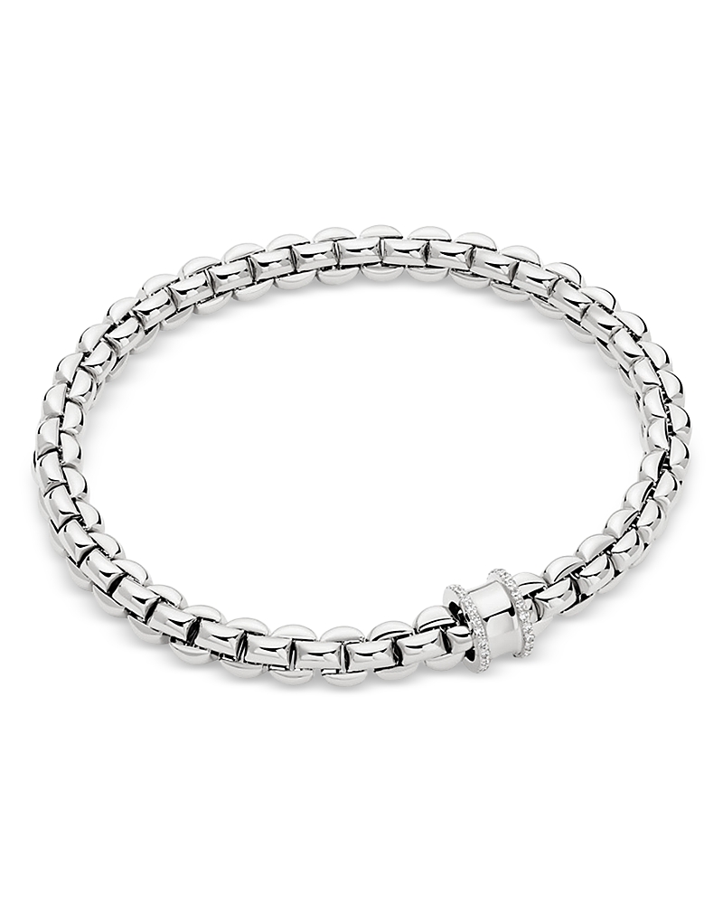 Fope 18k White Gold Eka Diamond Rondelle Flex'it Bracelet In Metallic