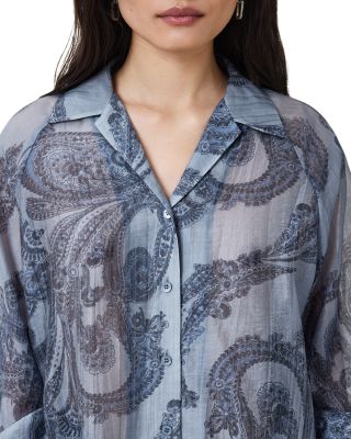 Isla Printed Smocked Cuff Shirt