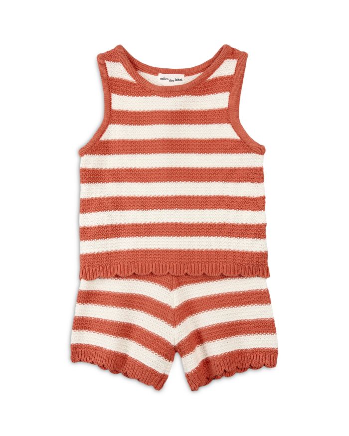 Girls' Striped Crochet Knit Shorts Set - Little Kid