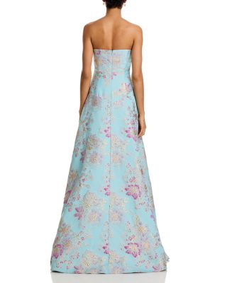 Sleeveless Metallic Multi Jacquard Gown