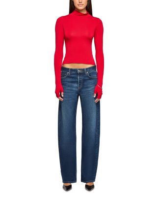 Alida High Rise Bowed Leg Jeans in Tribeca