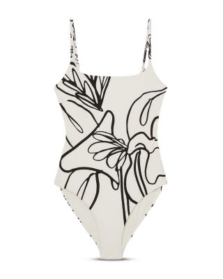 NYBG Imogen Floral Print Square Neck One Piece Swimsuit