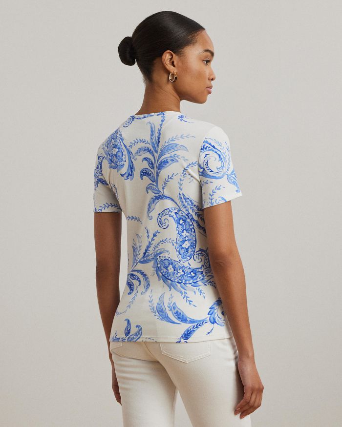 Paisley Stretch Cotton Crewneck Tee