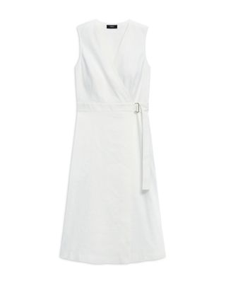Sleeveless Linen Blend A-line Wrap Dress
