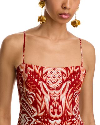 Tropical Tapestry Red Slip Dress