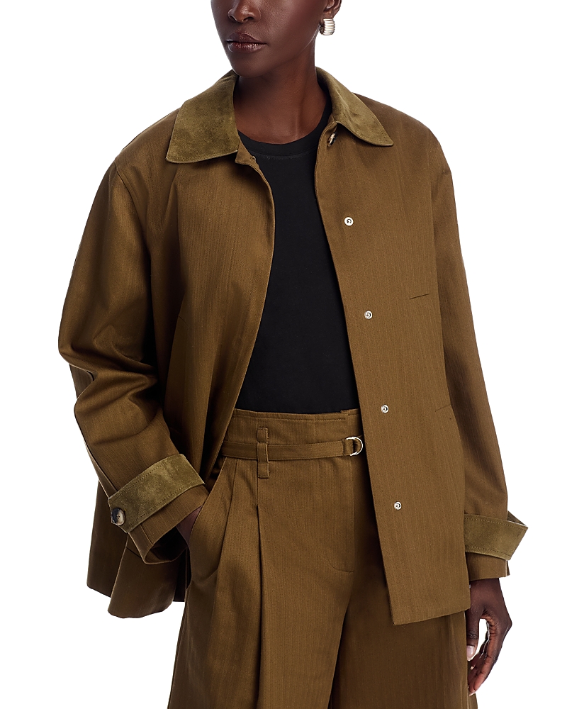 Proenza Schouler White Label Angela Jacket In Fine Herringbone In Brown